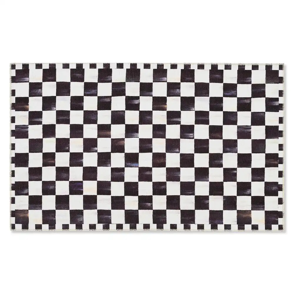 Courtly Checkered 3' x 5' Washable Rug