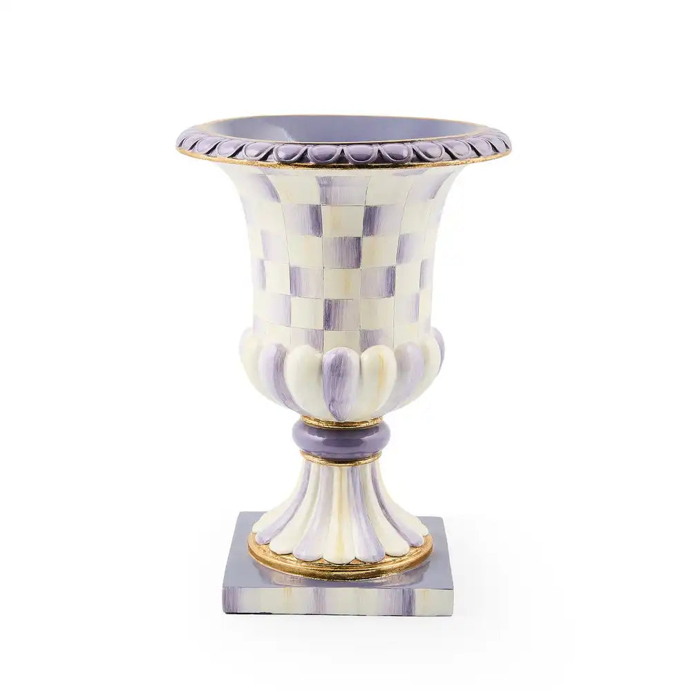 Violet Check Tabletop Pedestal Urn