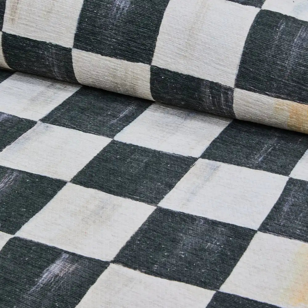 Courtly Checkered 3' x 5' Washable Rug