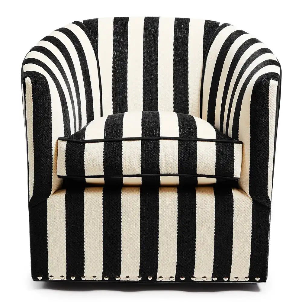 Marquee Black Stripe Chenille Swivel Chair