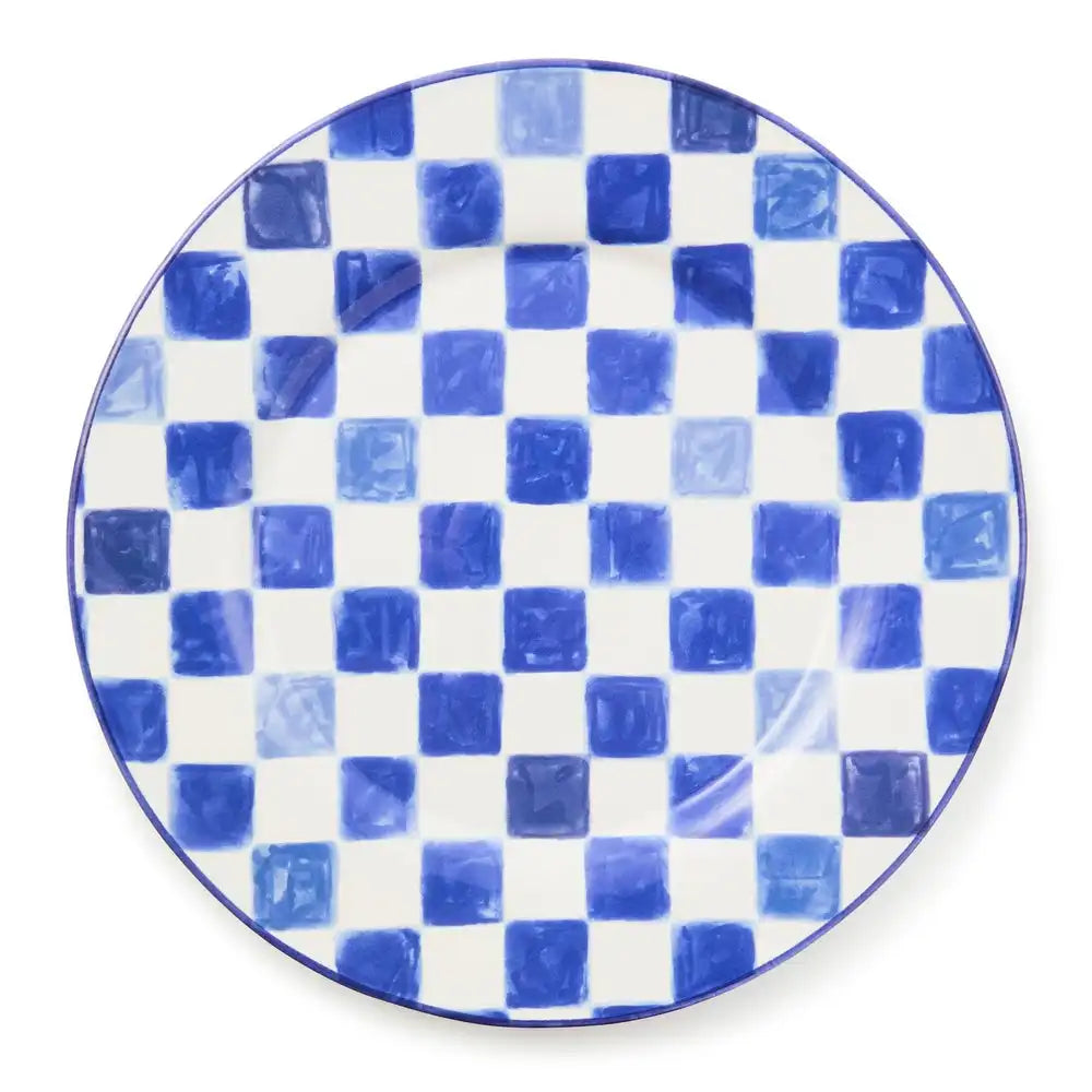 Indigo Check Round Platter