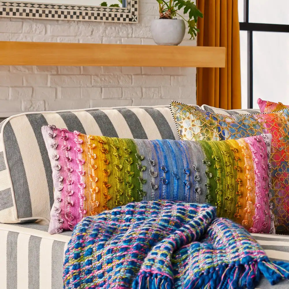 Marquee Grey Stripe 2-Piece Left Arm Chaise Sectional