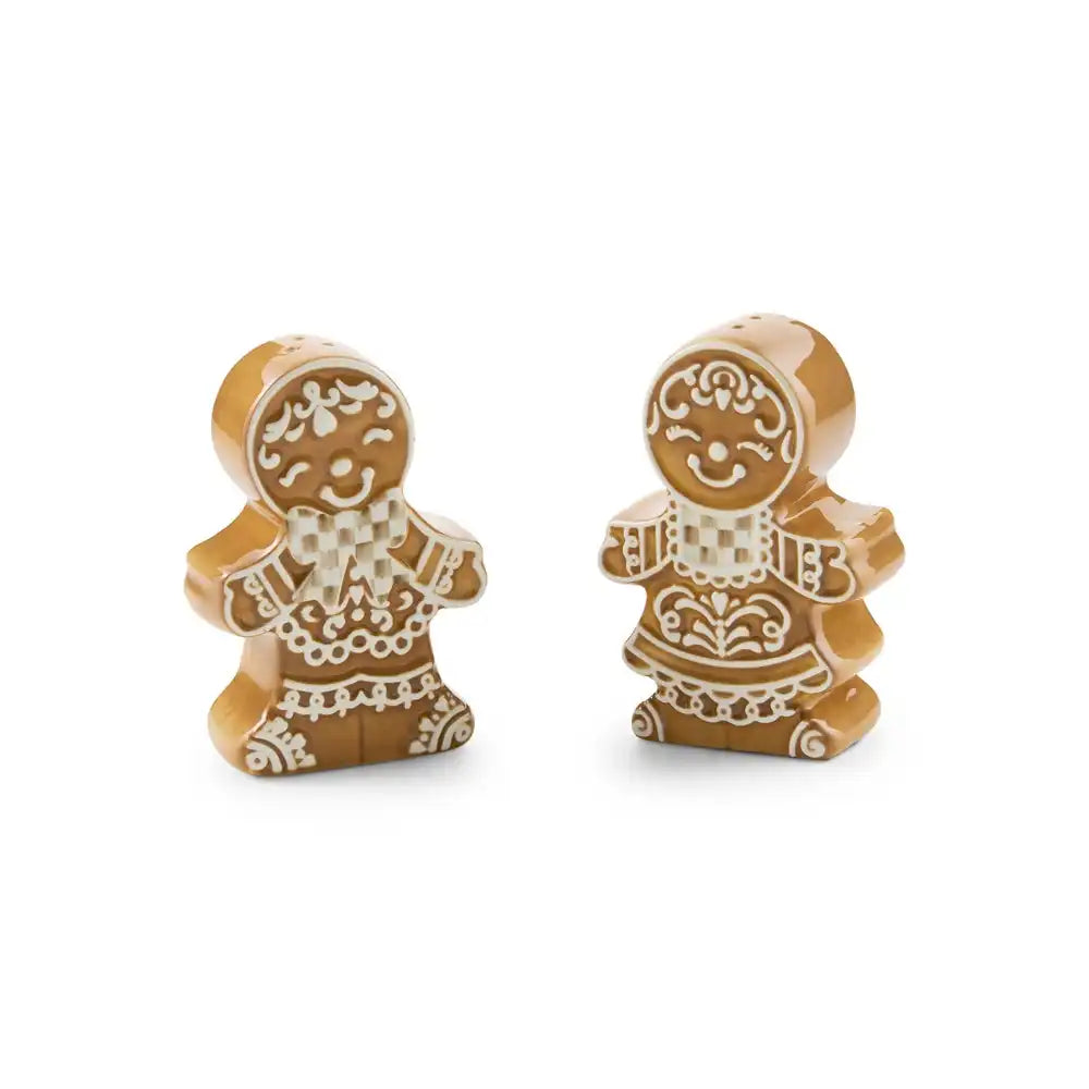 Mocha Check Gingerbread Salt & Pepper Shaker Set