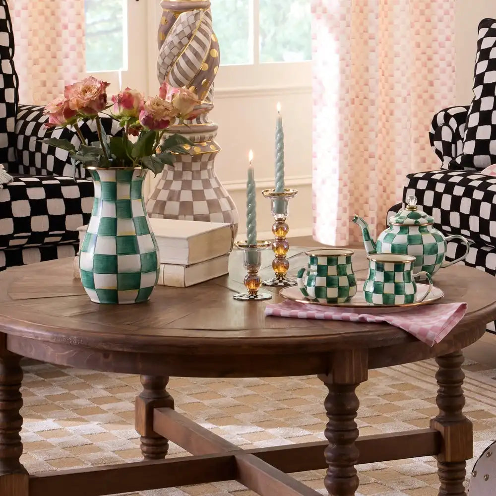 Courtly Check Small Glass Candlestick