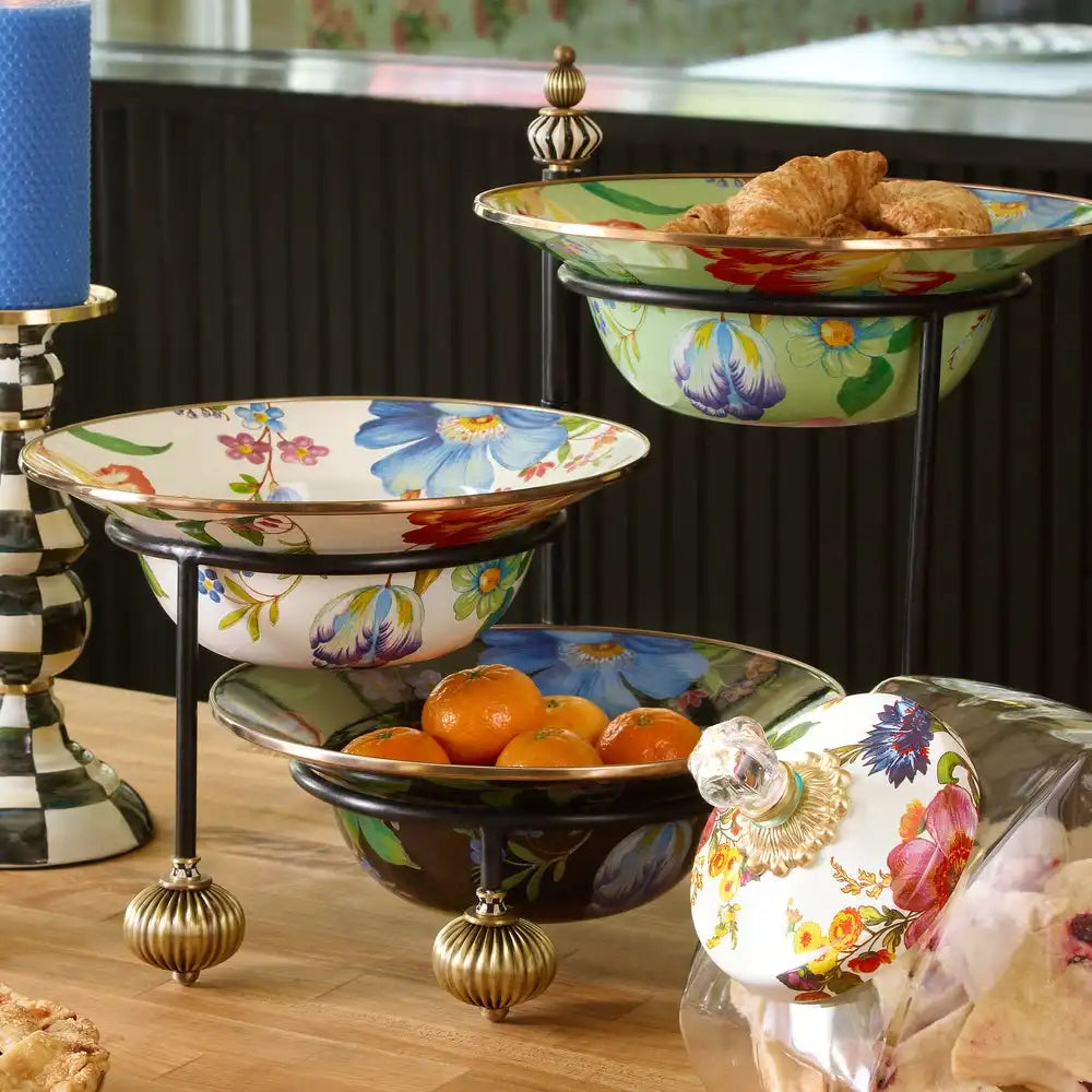 White Flower Market Serving Bowl